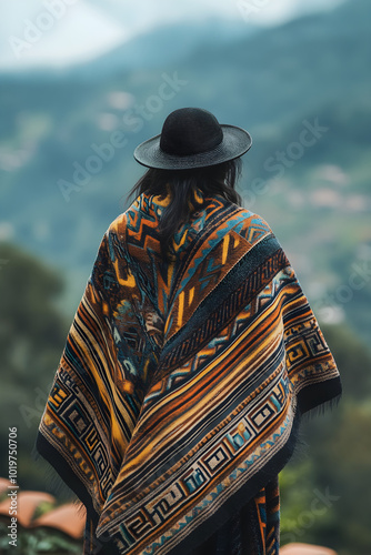 Elegant and Functional Poncho: A Blend of Cultural Richness and Style in Vibrant Colors