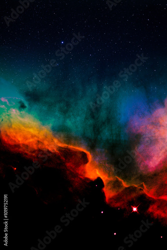 HD beautiful star and nebula background for phone, universe colorful cosmic dust digital 3d illustration for phone wallpaper