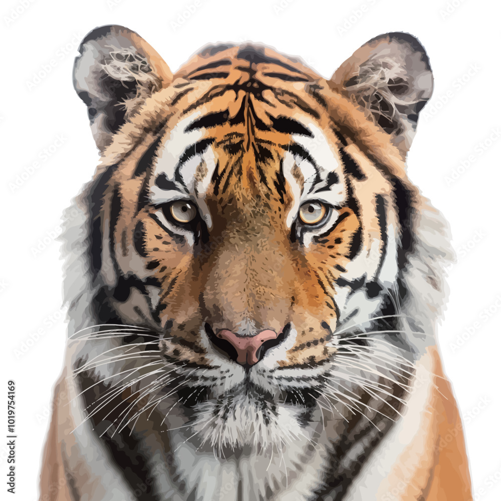 Fototapeta premium Portrait of a tiger isolated on a white background. Close-up. 