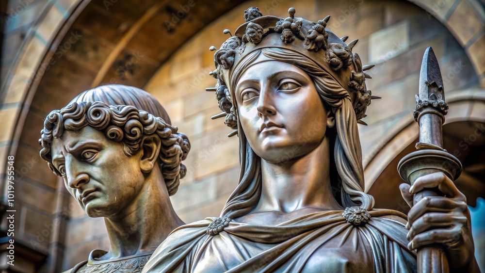 Obraz premium Sculpture of Judith and Holofernes by Donatello in Florence, Italy , statue, artwork, Renaissance, Piazza della Signoria
