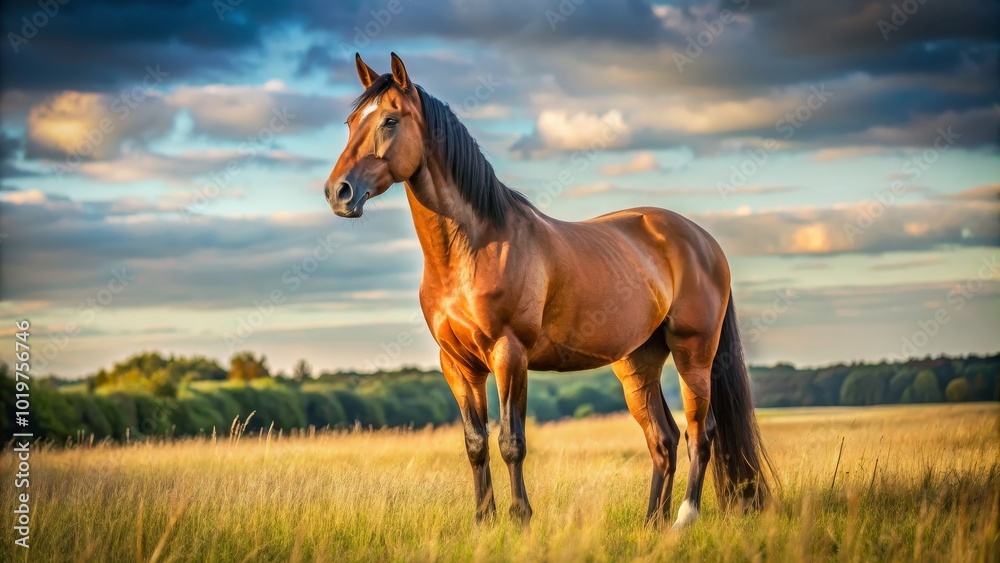 Noble horse standing proudly in a field , majestic, companion, history, equestrian, elegance, beauty, animal, equine Noble horse standing proudly in a field , majestic, companion, history, equestrian, elegance, beauty, animal, equine