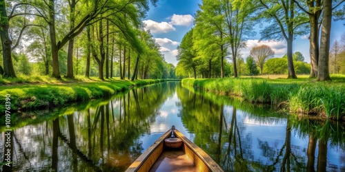 Kanufahrt im idyllischen Spreewald mit gr?nen Wiesen und klaren Fl?ssen, Spreewald, L?bbenau, Brandenburg, Deutschland photo