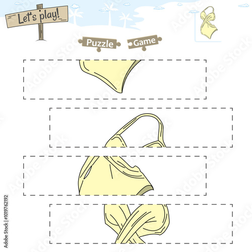 Lets play puzzle game with beach or ocean theme of women swimsuit
