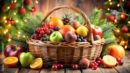 Basket of fruits, A fruit basket for Christmas.