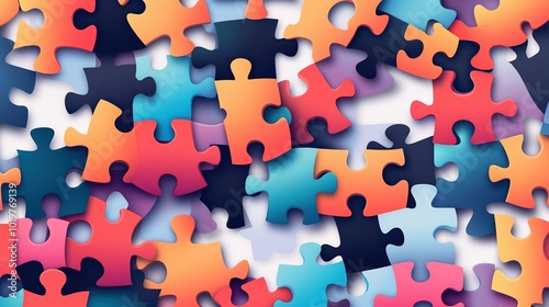 Vibrant Colorful Jigsaw Puzzle Pieces Interlocking to Form a Beautiful Design - Perfect for Games, Education, and Creative Projects