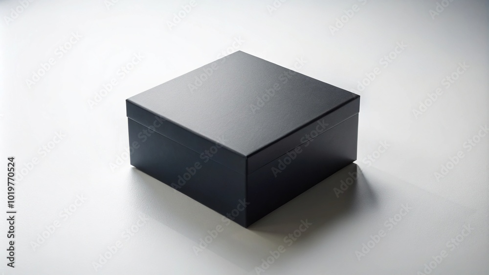 Fototapeta premium Black box mockup isolated on white background with leading lines
