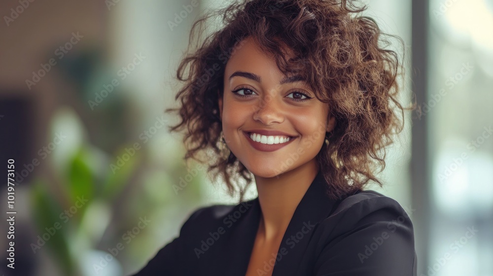 Portrait of a Smiling Woman with Curly Hair Portrait of a Smiling Woman with Curly Hair