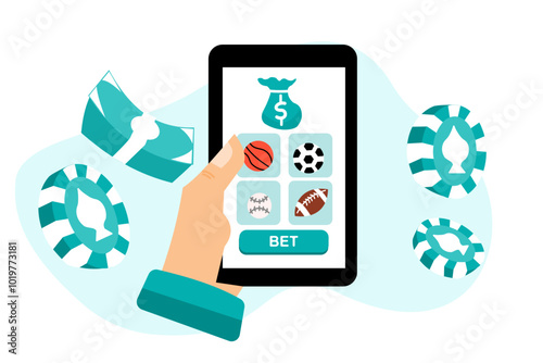 sports betting illustration in vector with white background