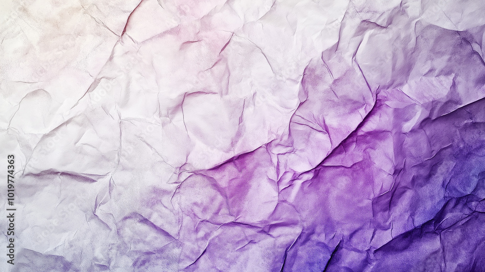 Fototapeta premium Crumpled paper texture on a purple and white background. AI generation