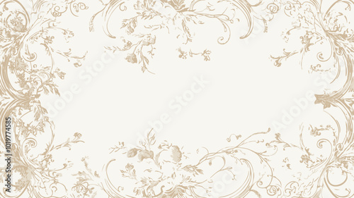 Vintage floral frame in Victorian style. Hand drawn vector illustration. 