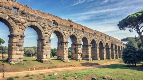 Ruins of ancient aqueducts in Parco degli Acquedotti, Rome, Italy, Rome, Italy, ruins, ancient photo