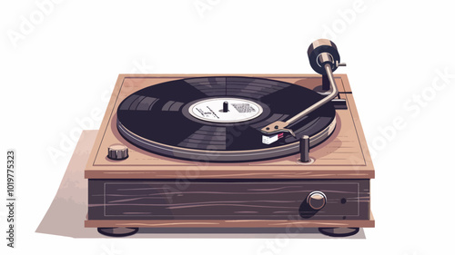 Vintage turntable isolated on white background. Vector illustration