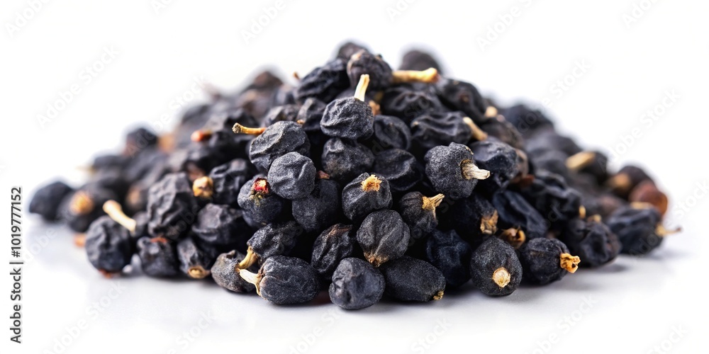 Black goji berry or black wolfberry with isolated white background silhouette Black goji berry or black wolfberry with isolated white background silhouette