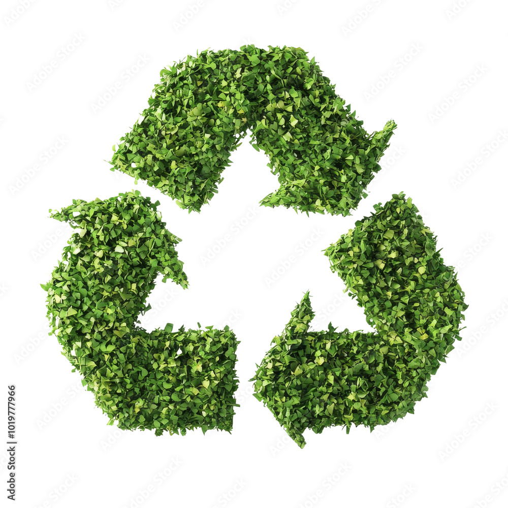 green recycling symbol made of leaves, representing sustainability and environmental awareness. This emphasizes importance of recycling and protecting nature green recycling symbol made of leaves, representing sustainability and environmental awareness. This emphasizes importance of recycling and protecting nature