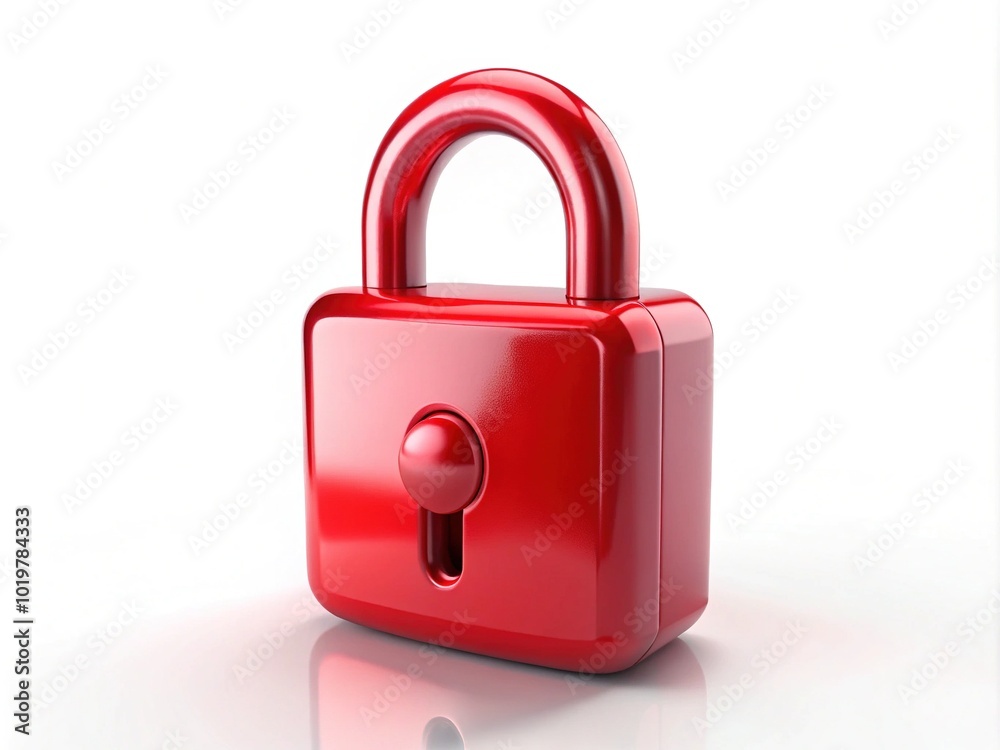 3D Red Lock Animation for Digital Security and Privacy on White Background 3D Red Lock Animation for Digital Security and Privacy on White Background