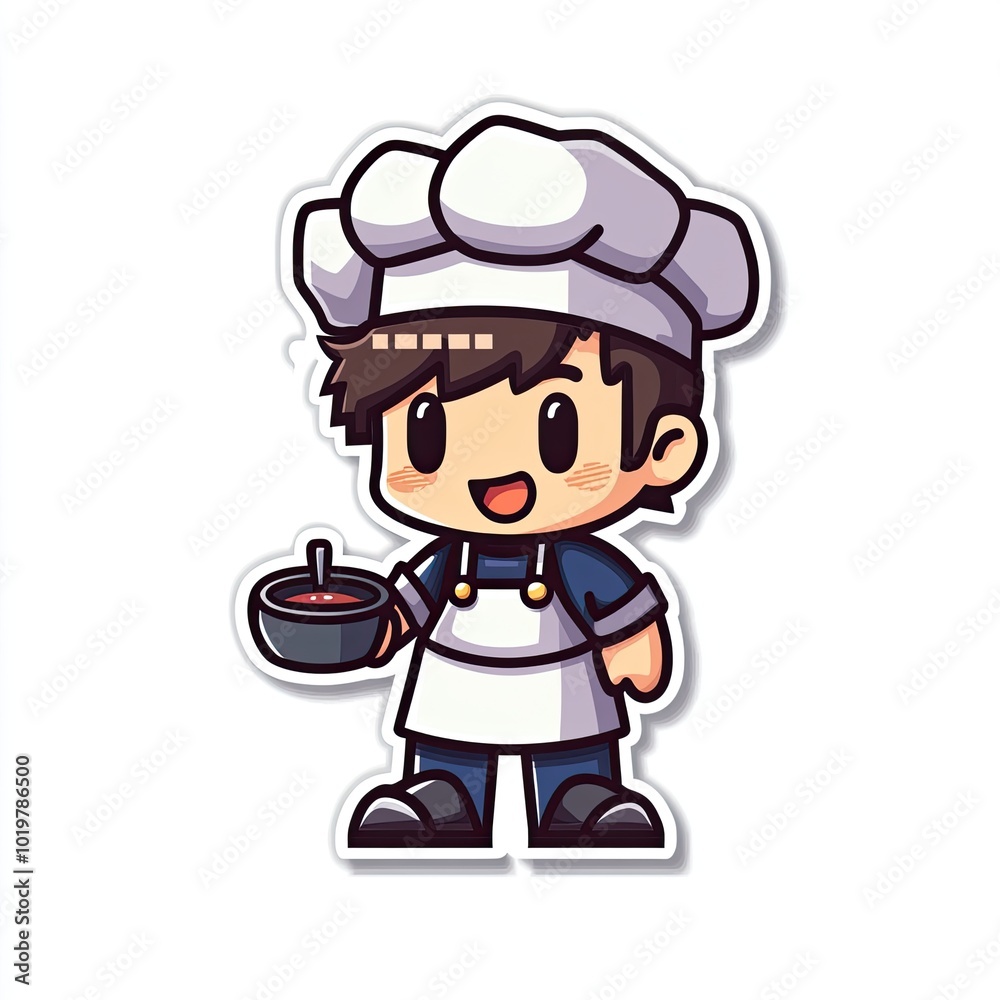 Cartoon Illustration of a Smiling Chef Holding a Bowl Cartoon Illustration of a Smiling Chef Holding a Bowl