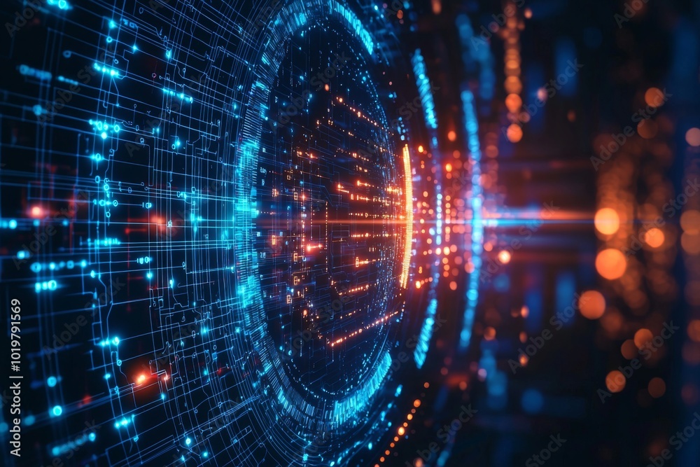 Obraz premium Digital Technology background of data and network