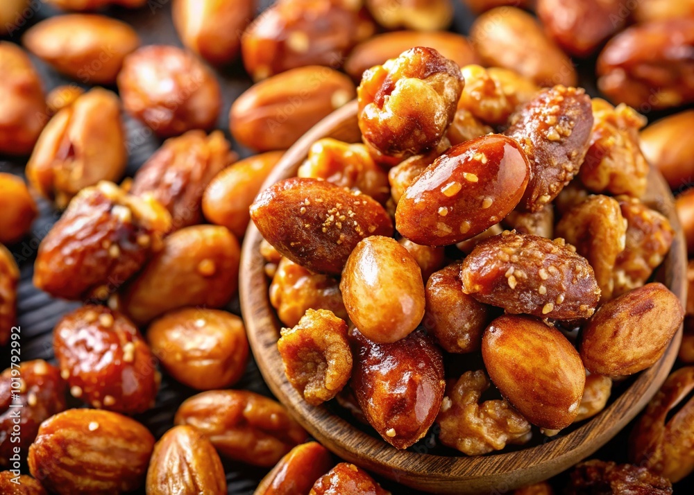 Caramelized Peanuts and Almonds in a Long Exposure Shot for Delicious Food Photography Caramelized Peanuts and Almonds in a Long Exposure Shot for Delicious Food Photography