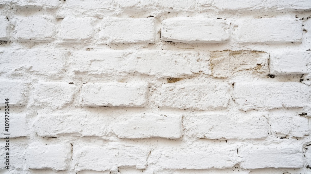 Rough white brick wall close-up, showing texture and aging, perfect for minimalist or industrial backgrounds. Concept of urban construction and simplicity
