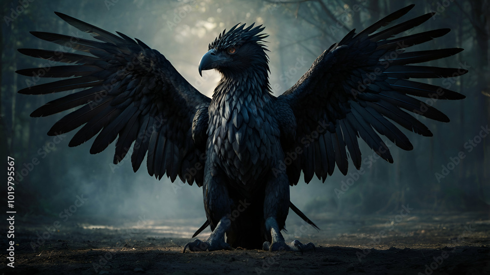 Fototapeta premium eagle spreading feathers 