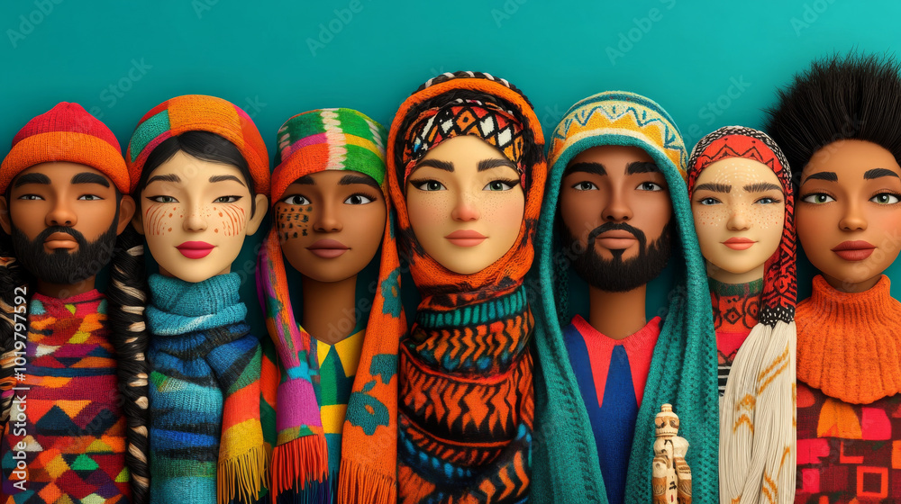 Fototapeta premium Diverse Representation Celebrating Cultural Identity Through Fashion and Art