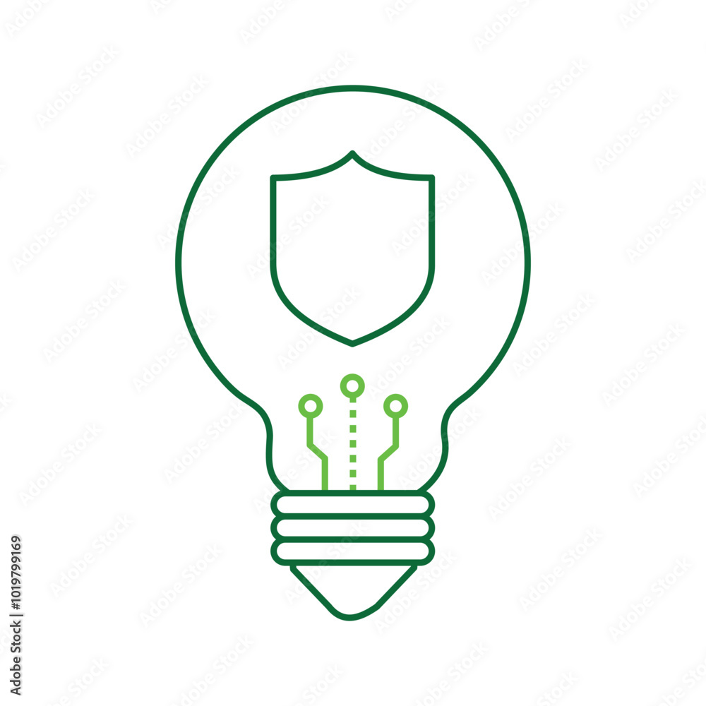AI Guarding Innovation and Ideas Vector Icon Design, light bulb, creativity, tech security AI Guarding Innovation and Ideas Vector Icon Design, light bulb, creativity, tech security
