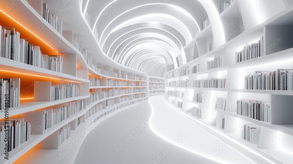 Obraz premium Futuristic Library Corridor