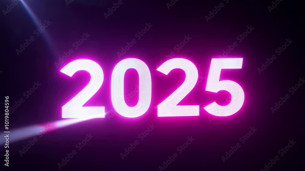 2025 Neon Light Beam Shining Year Number on a Dark Background in Futuristic Scifi Style for New Year Celebration 2025 Neon Light Beam Shining Year Number on a Dark Background in Futuristic Scifi Style for New Year Celebration