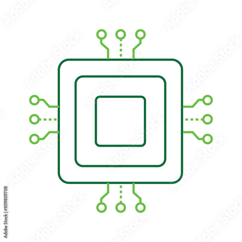 AI Central Processing Chip for Smart Systems Vector Icon Design