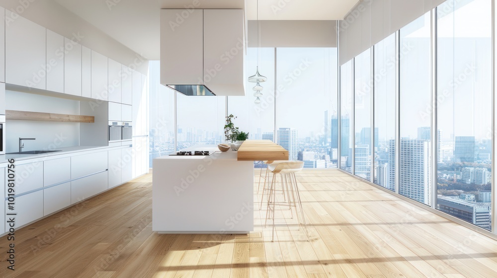 Modern Kitchen with City View