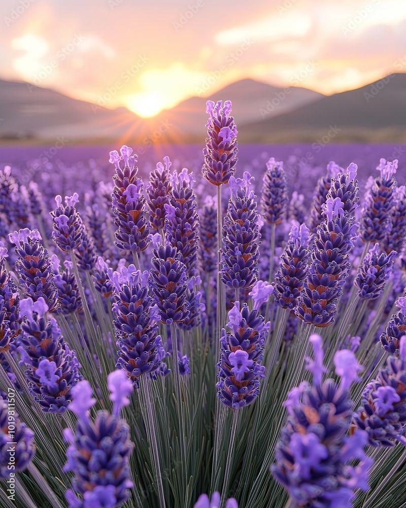 Fototapeta premium Dreamy Lavender Field at Sunset