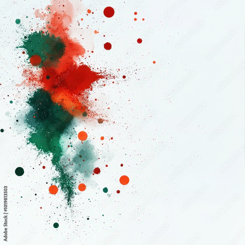 A colorful explosion of paint splatters on a white background A colorful explosion of paint splatters on a white background