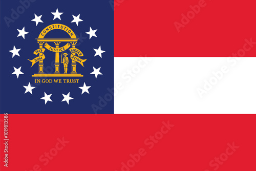 Official flag of the US state of Georgia. Vector illustration
