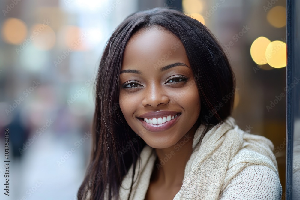 Close-up Portrait of a Smiling Young Woman with Long Black Hair Close-up Portrait of a Smiling Young Woman with Long Black Hair