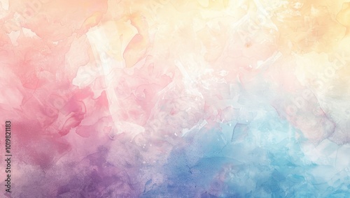 Abstract pastel watercolor background with a soft color gradient and fluid shapes. The design is a beautiful, delicate pattern of pastels, creating an elegant wallpaper or background