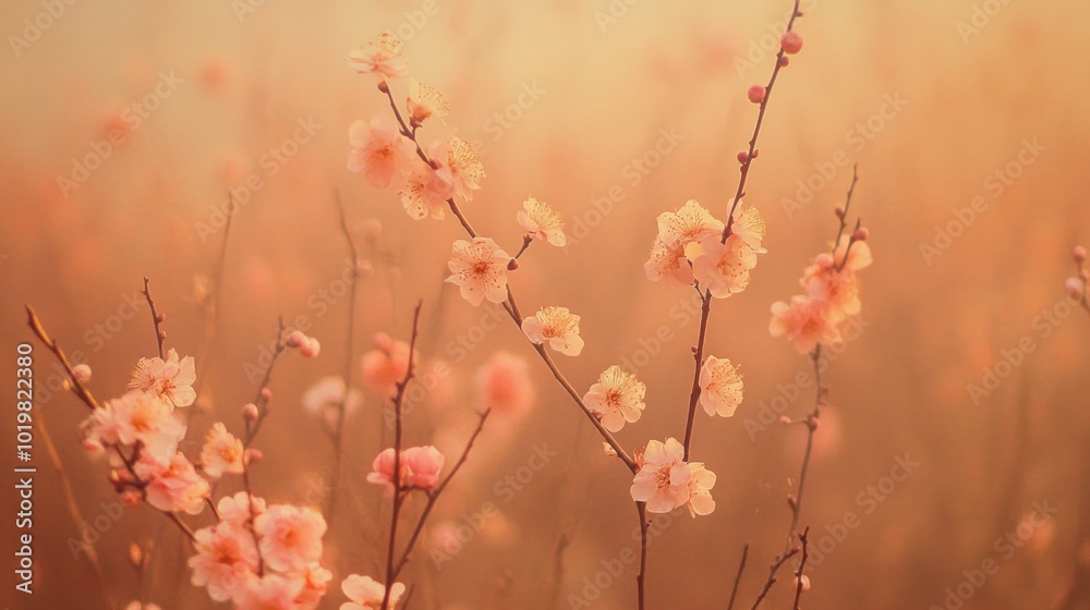 Peach Blossoms in a Haze of Golden Light Peach Blossoms in a Haze of Golden Light