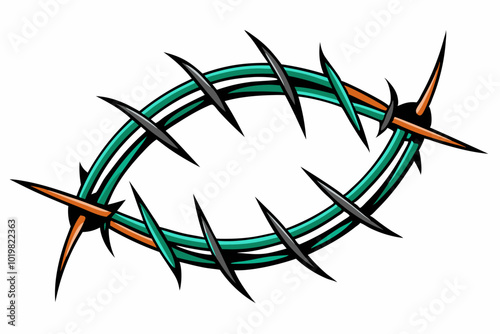 Barbed wire circle graphic sign