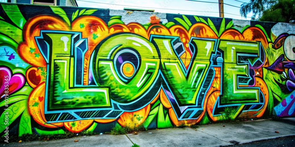 Vibrant street art graffiti depicting the word LOVE in a dynamic composition , colorful, street art, graffiti, vibrant Vibrant street art graffiti depicting the word LOVE in a dynamic composition , colorful, street art, graffiti, vibrant