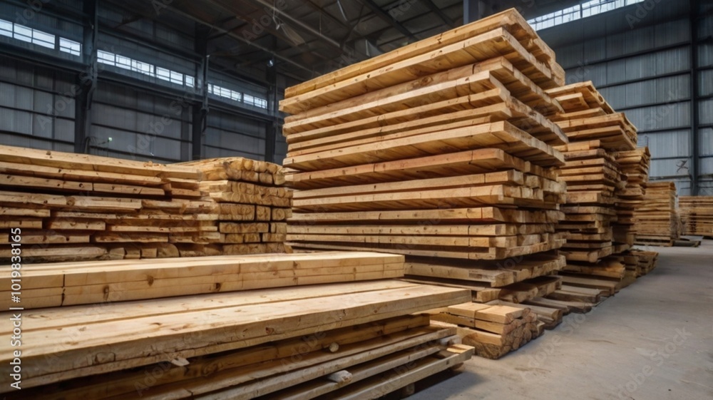 A close-up view of wooden planks in a warehouse, showcasing the natural beauty and texture of the wood A close-up view of wooden planks in a warehouse, showcasing the natural beauty and texture of the wood