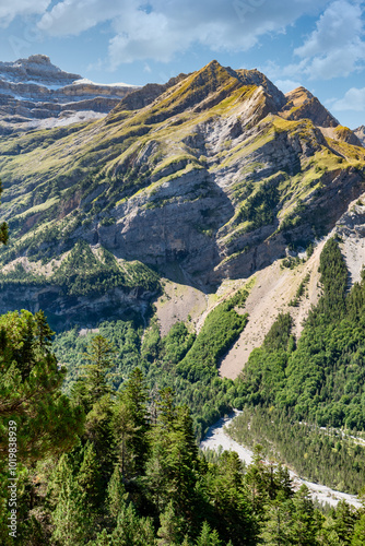 A mountain range with a river running through it