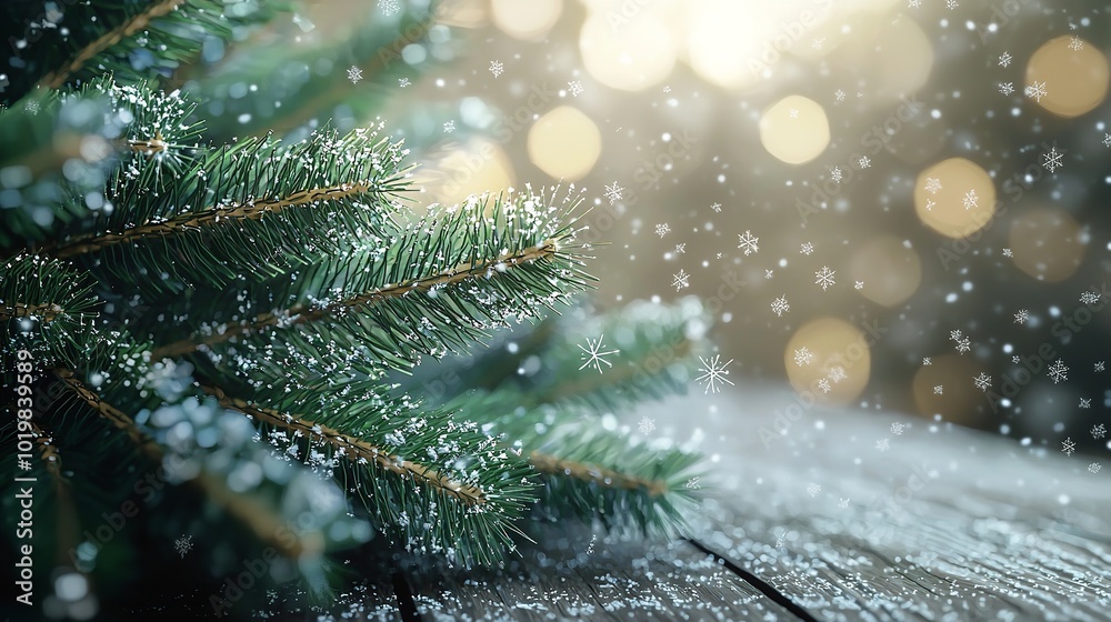 Magical forest with christmas trees and lights Magical forest with christmas trees and lights