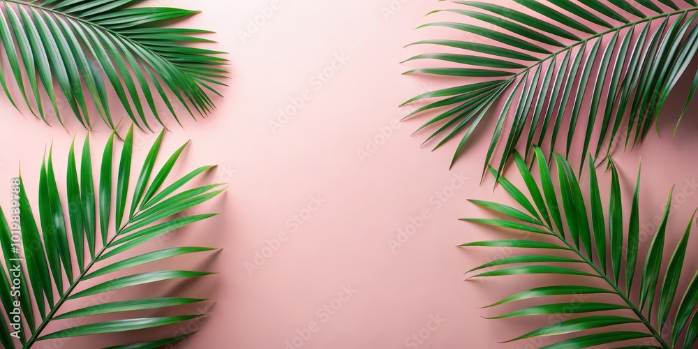 Palm leaves on a soft pastel pink background , tropical, foliage, vibrant, summer, exotic, nature, pattern, colorful Palm leaves on a soft pastel pink background , tropical, foliage, vibrant, summer, exotic, nature, pattern, colorful
