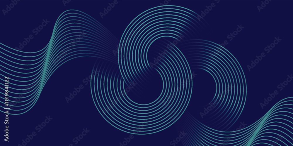 Abstract glowing circle lines on dark blue background. Geometric stripe line art design. Modern shiny blue lines. Futuristic technology concept. Suit for poster, cover, banner, brochure VECTOR Abstract glowing circle lines on dark blue background. Geometric stripe line art design. Modern shiny blue lines. Futuristic technology concept. Suit for poster, cover, banner, brochure VECTOR