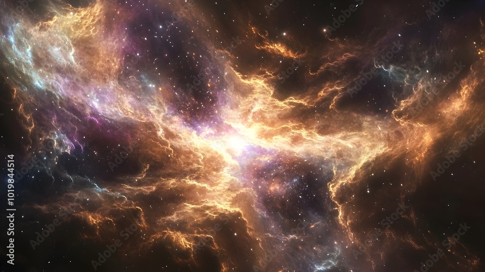 Naklejka premium Mesmerizing Cosmic Explosion of Vibrant Celestial Energies in the Depths of the Universe