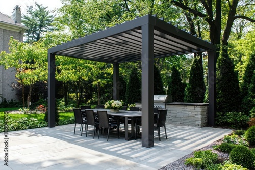 Obraz na płótnie Elegant modern pergolas designed with understated, neutral tones. w salonie