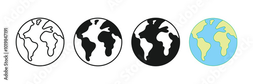 planet earth icon logo outlines black colour
