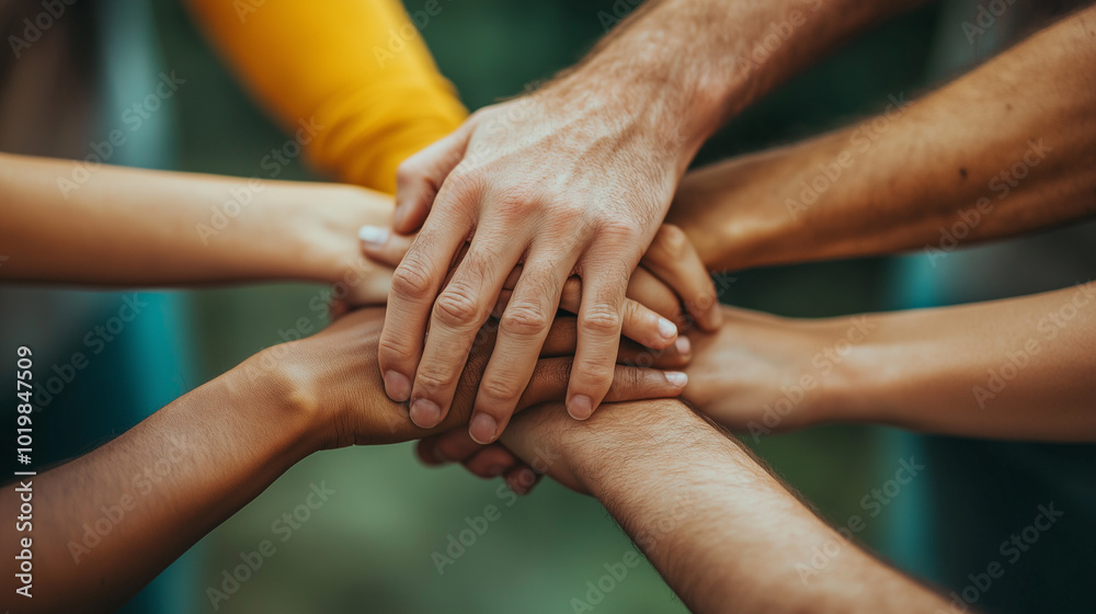 A group of multiethnic hands holding each other in support and unity. The concept of teamwork, community, or friendship
A group of multiethnic hands holding each other in support and unity. The concept of teamwork, community, or friendship
