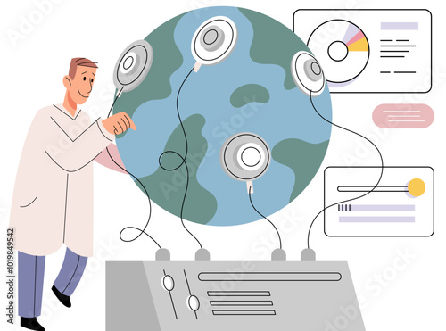 Laboratory research. Vector illustration. The study conducted in lab contributes to our understanding natural world Technological advancements empower researchers to push boundaries laboratory