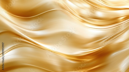 Abstract gold background with flowing, metallic textures, soft light reflecting across the surface, creating fluid, wave-like patterns