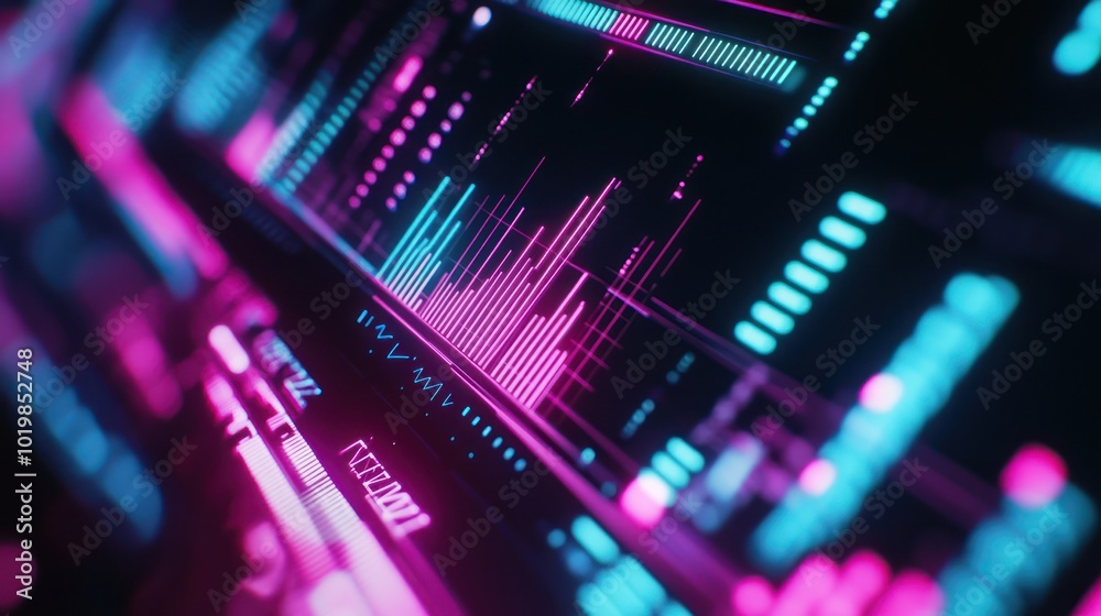 Obraz premium Abstract Digital Interface with Neon Lights